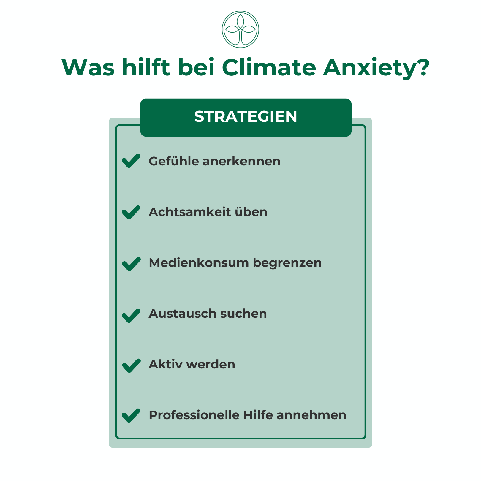 Climate Anxiety und Umweltdepression Wenn die Klimakrise psychisch belastet(1) Illustration mit der Frage "Was hilft gegen Klimaanxiety?" in sanften Farben.